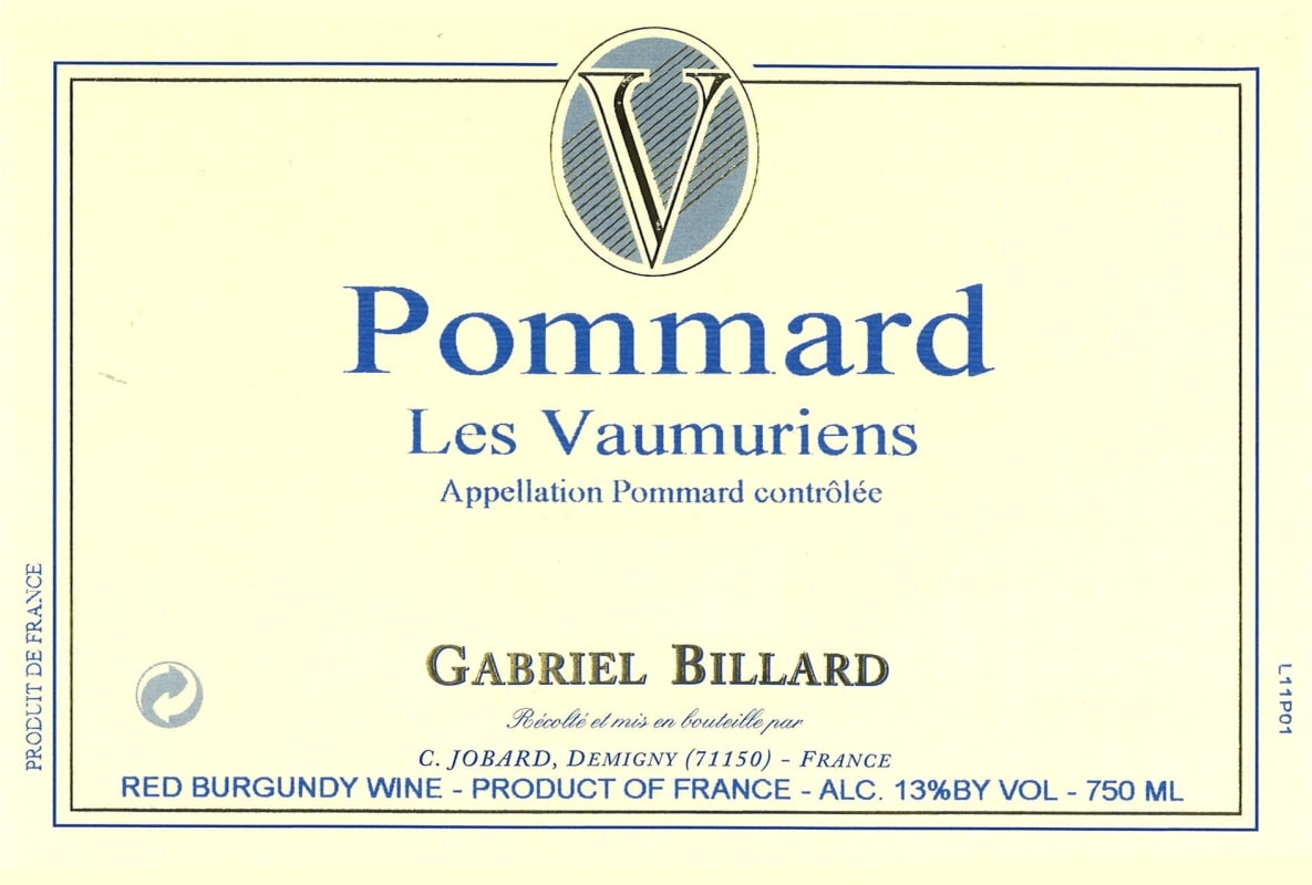 Gabriel Billard Pommard Les Vaumuriens 2012 Front Label