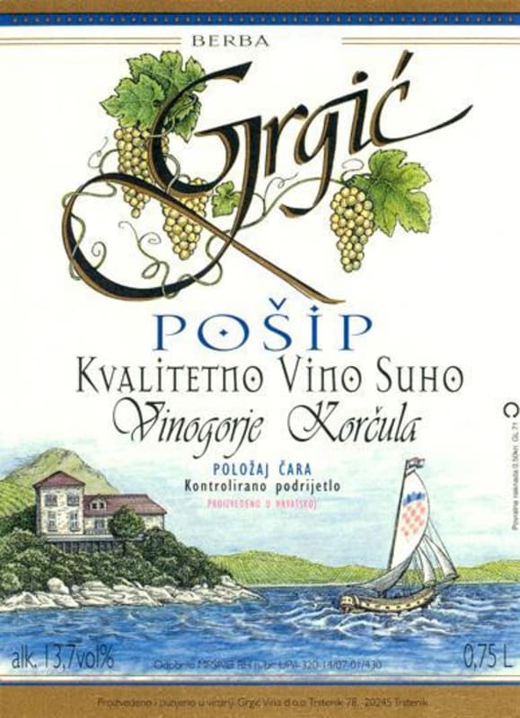 Grgich Hills Estate Vina Posip 2012 Front Label