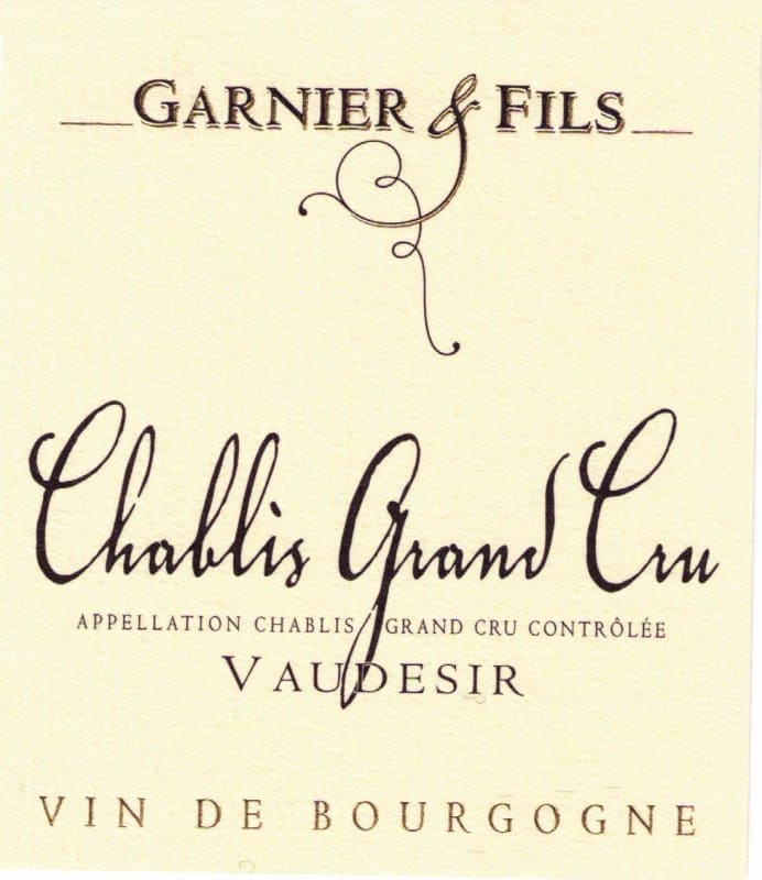 Garnier et Fils Chablis Vaudesir Grand Cru 2012 Front Label