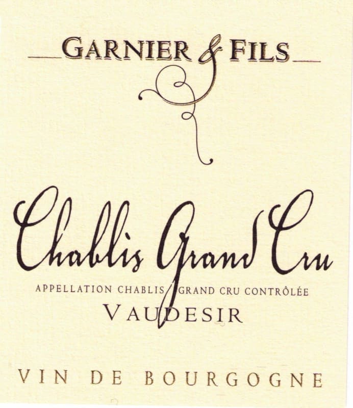Garnier et Fils Chablis Vaudesir Grand Cru 2013 Front Label