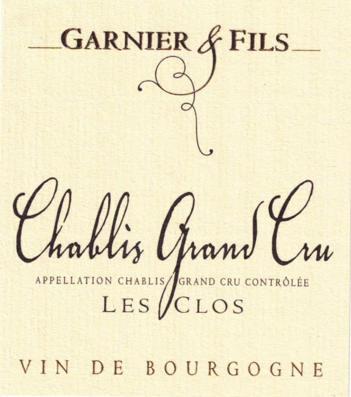 Garnier et Fils Chablis Les Clos Grand Cru 2012 Front Label