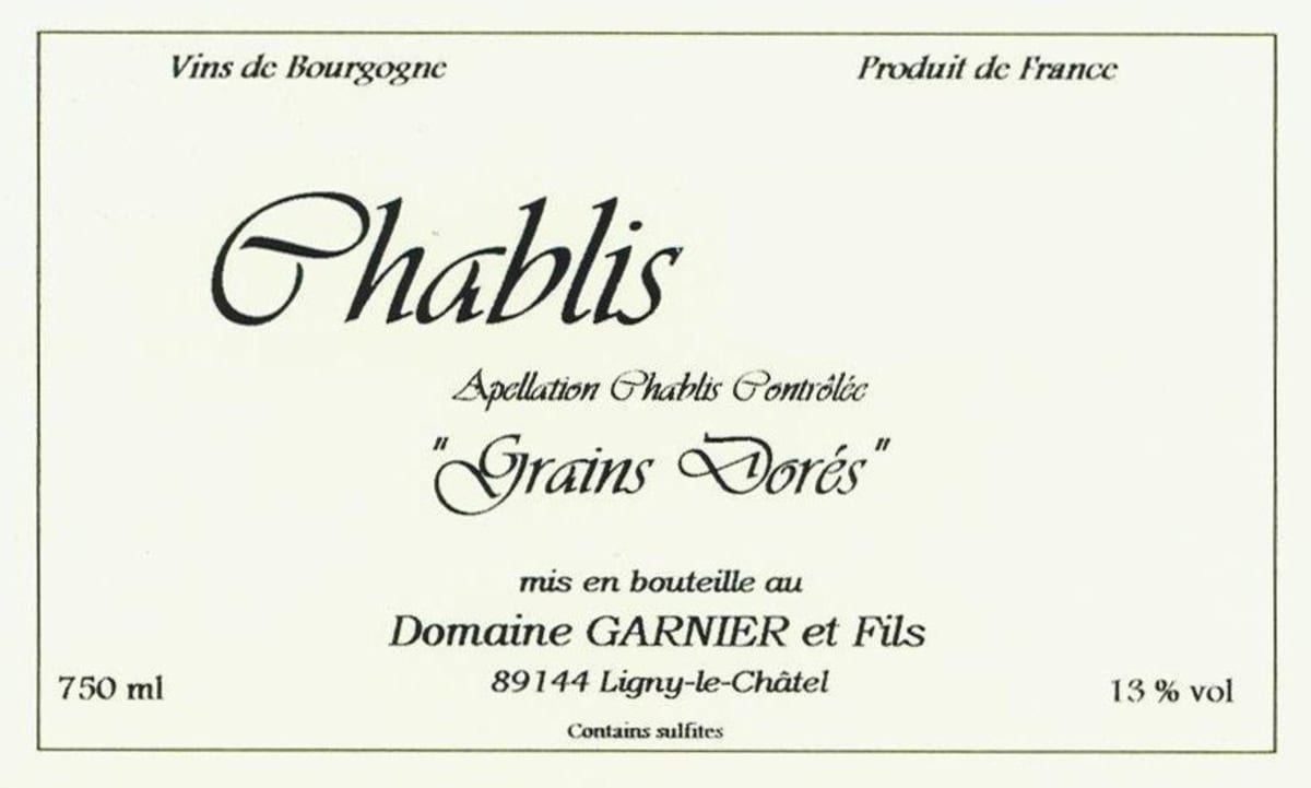 Garnier et Fils Chablis 'Grains Dores' 2008 Front Label