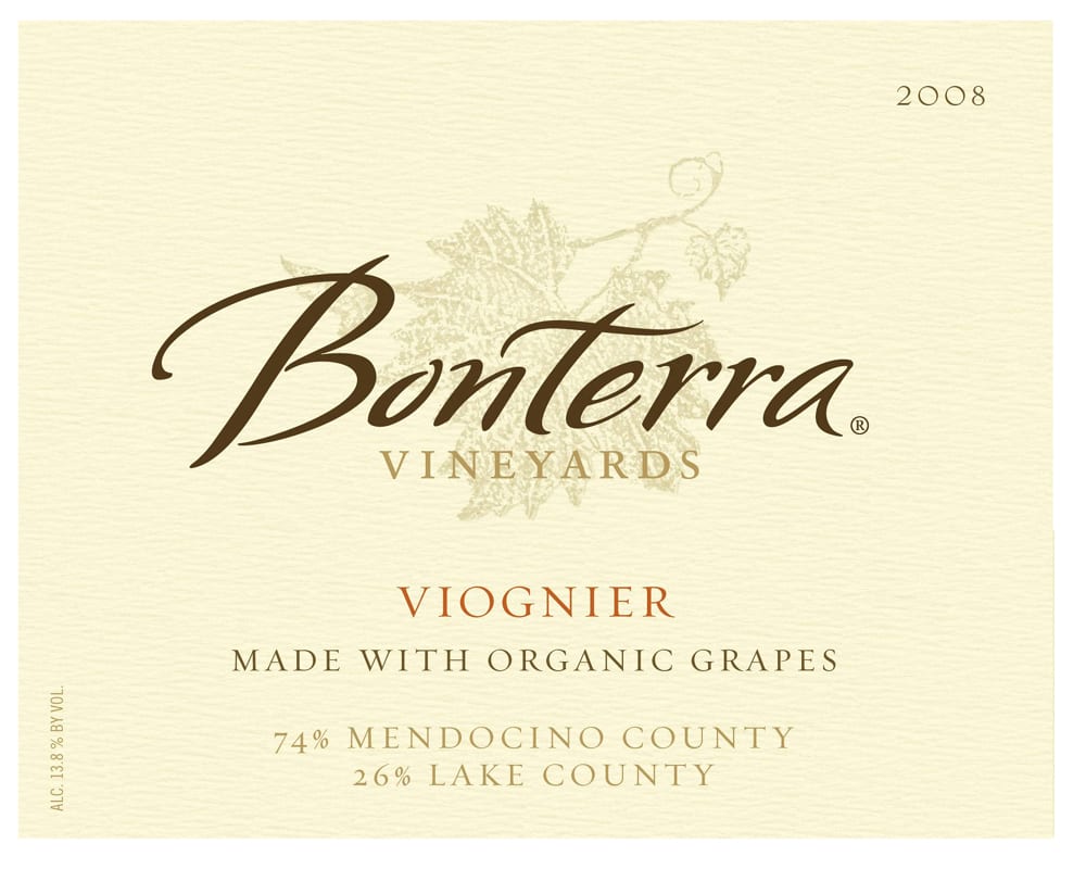 Bonterra Organically Grown Viognier 2008 Front Label