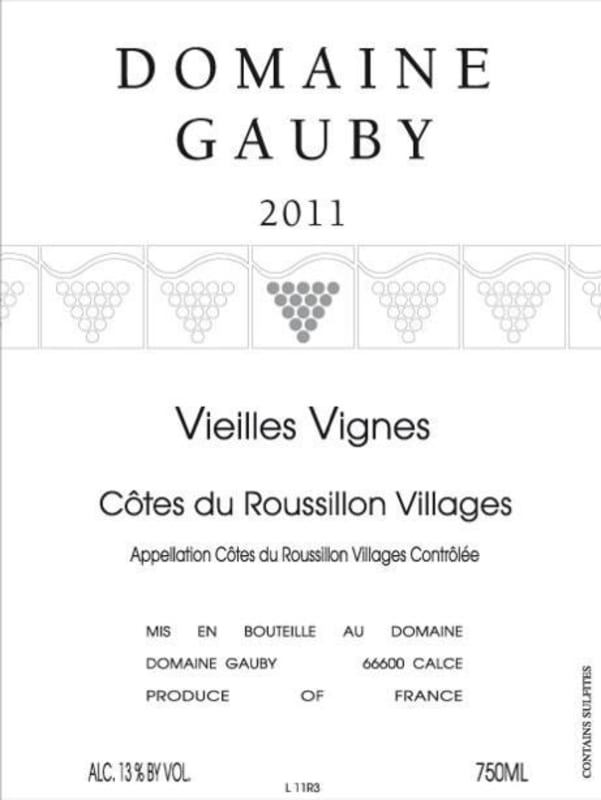 Domaine Gauby Cotes du Roussillon Villages 2011 Front Label