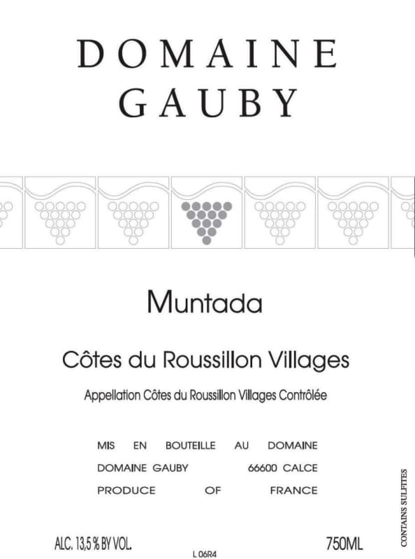 Domaine Gauby Muntada Cotes du Roussillon Villages 2009 Front Label