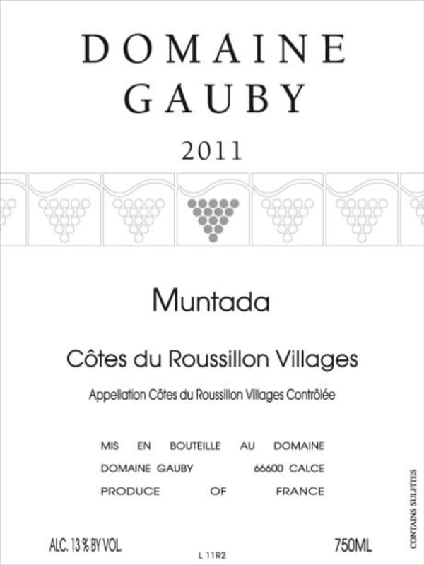 Domaine Gauby Muntada Cotes du Roussillon Villages 2011 Front Label