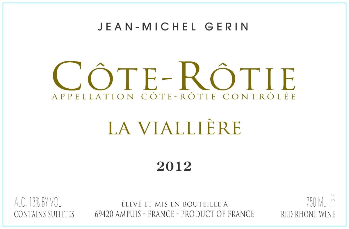 Dom. Jean-Michel Gerin Cote-Rotie La Vialliere 2012 Front Label