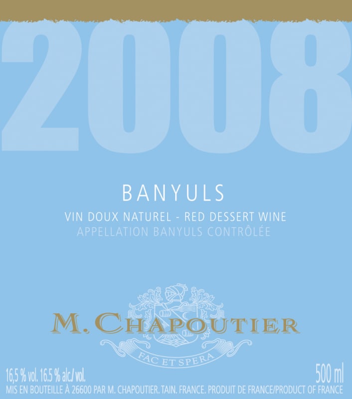 M. Chapoutier Banyuls (500ML) 2008 Front Label