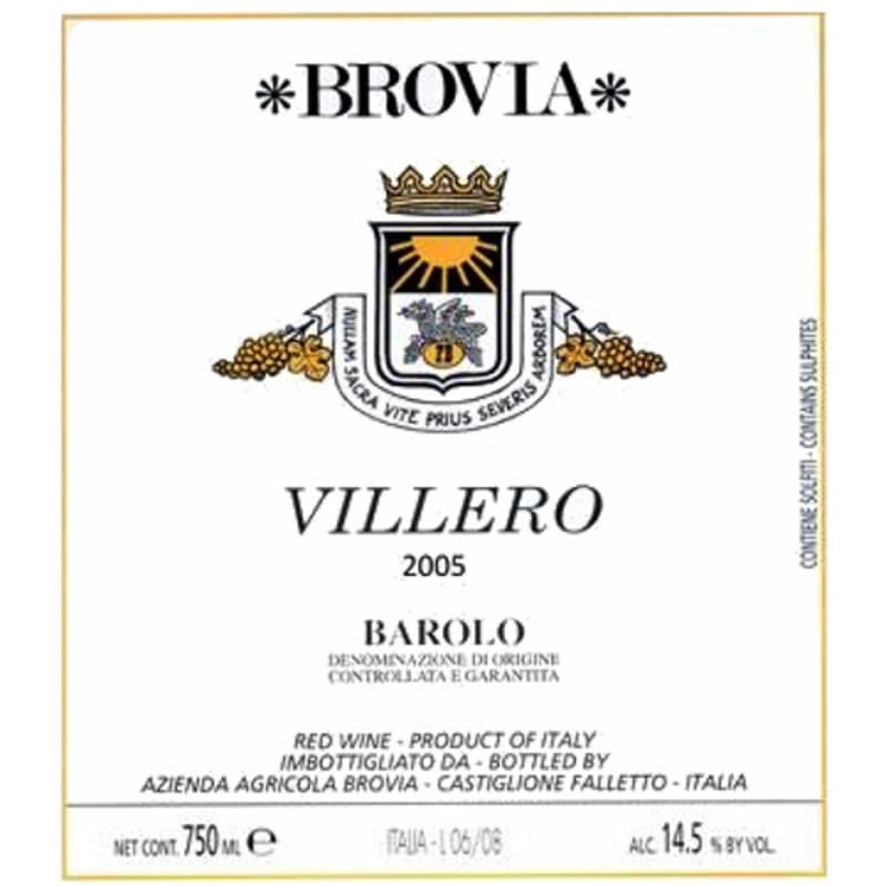 Brovia Barolo Villero 2005 Front Label