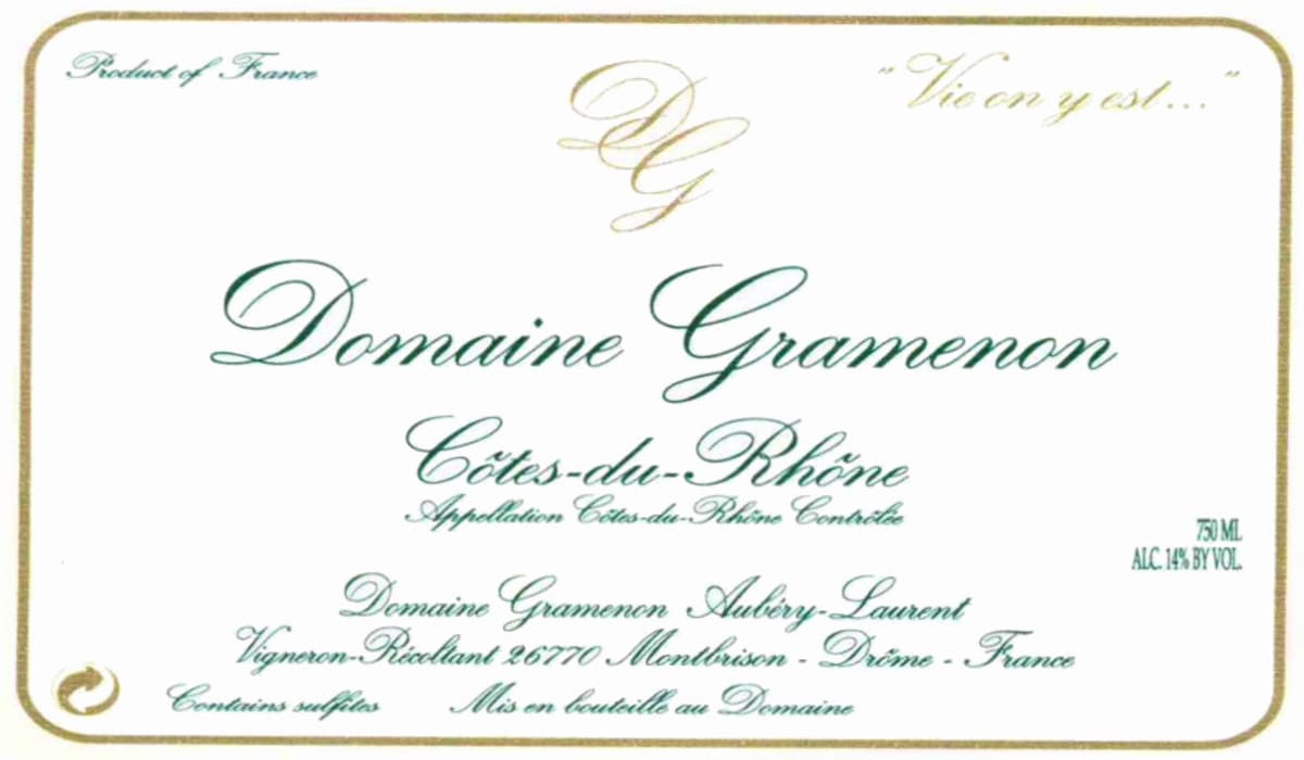 Domaine Gramenon Cotes du Rhone Vie On y Est Blanc Viognier 2010 Front Label