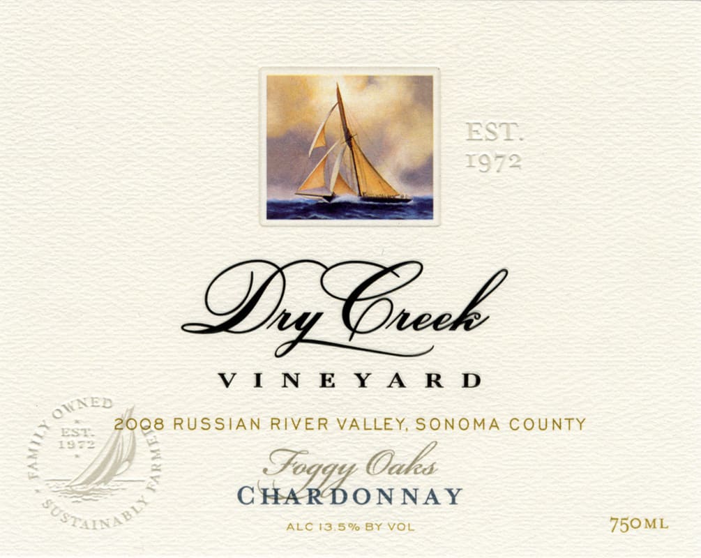 Dry Creek Vineyard Foggy Oaks Russian River Valley Chardonnay 2008 Front Label