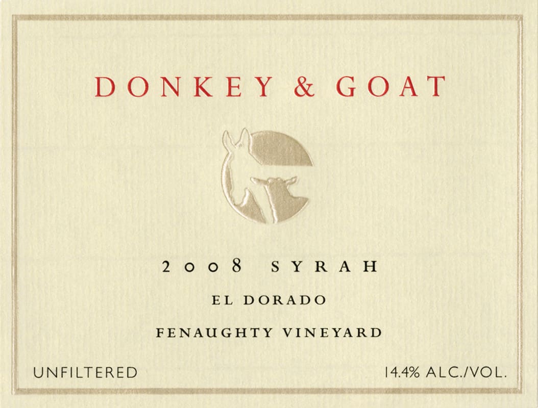 Donkey & Goat Fenaughty Vineyard Syrah 2008 Front Label