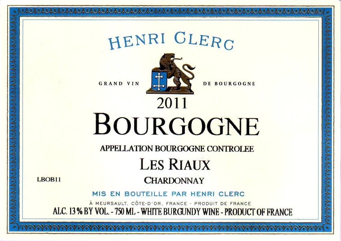 Henri Clerc Les Riaux Chardonnay 2011 Front Label