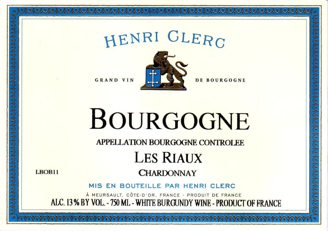 Henri Clerc Les Riaux Chardonnay 2012 Front Label