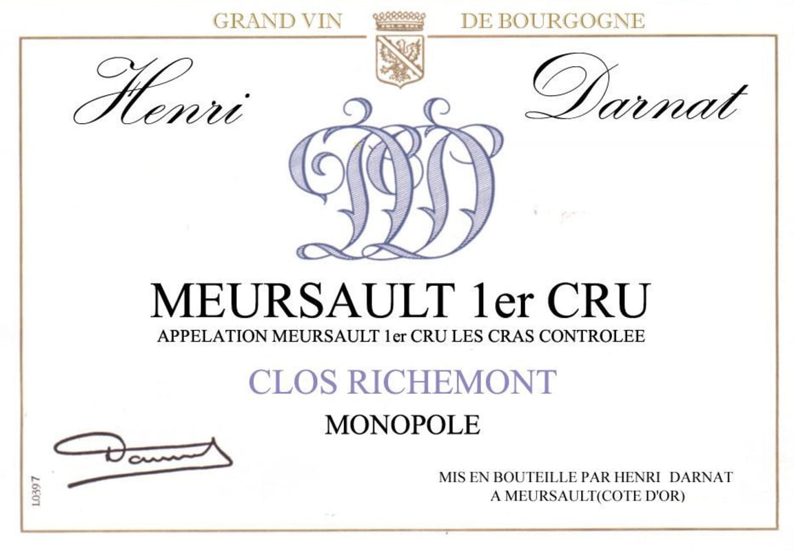 Domaine Henri Darnat Meursault Clos Richemont Premier Cru 2012 Front Label