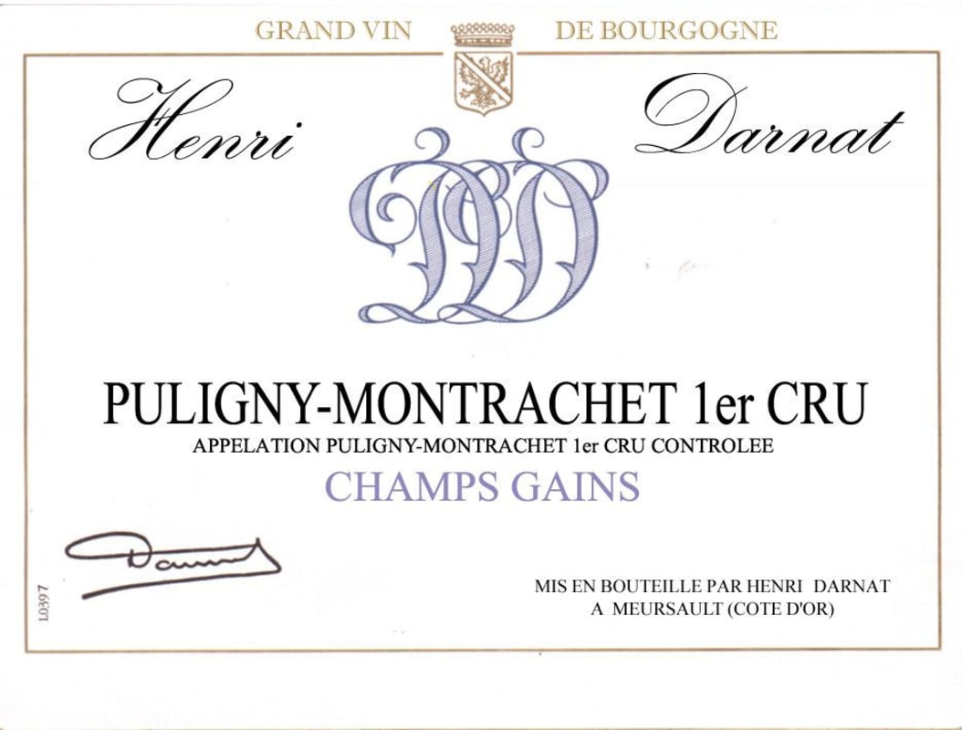 Domaine Henri Darnat Puligny-Montrachet Champs Gains Premier Cru 2013 Front Label