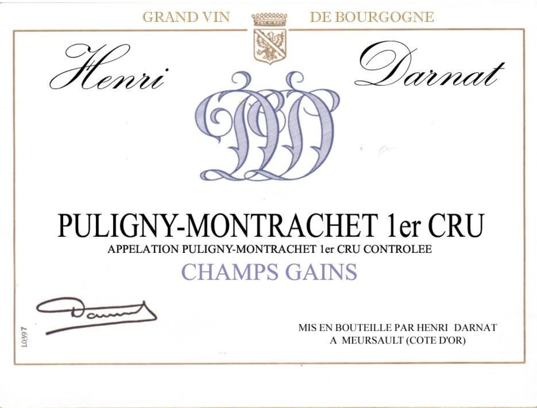 Domaine Henri Darnat Puligny-Montrachet Champs Gains Premier Cru 2014 Front Label