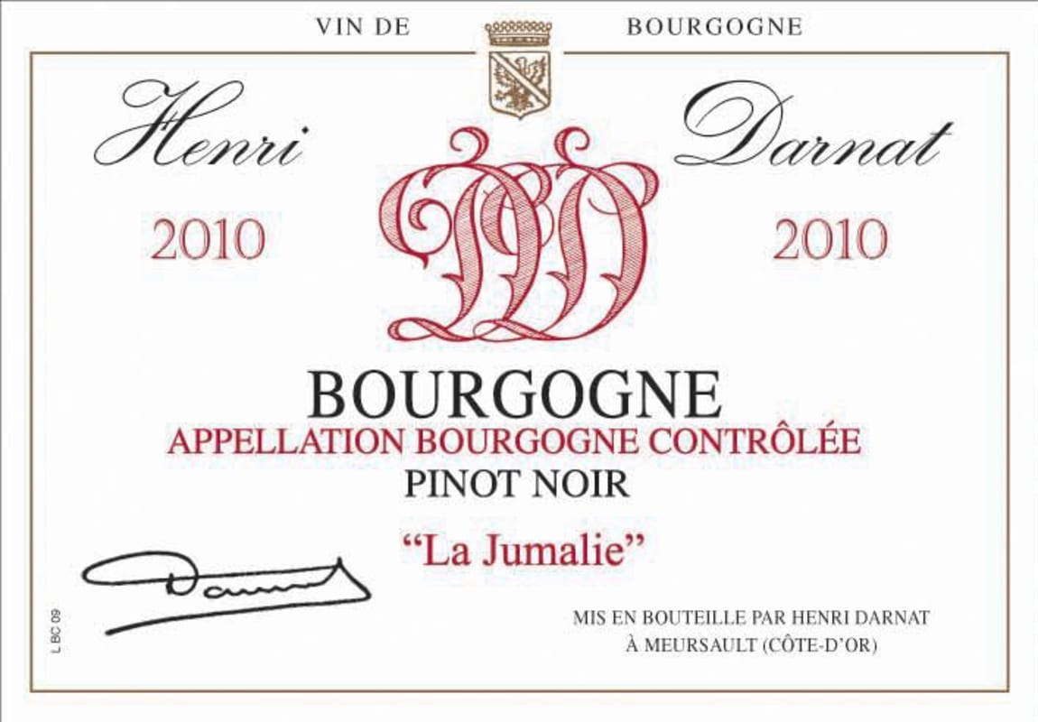 Domaine Henri Darnat Bourgogne Rouge 2010 Front Label