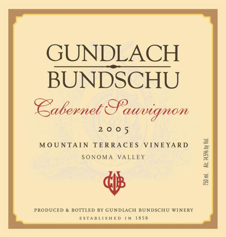 Gundlach Bundschu Mountain Terrace Vineyard Cabernet Sauvignon 2005 Front Label