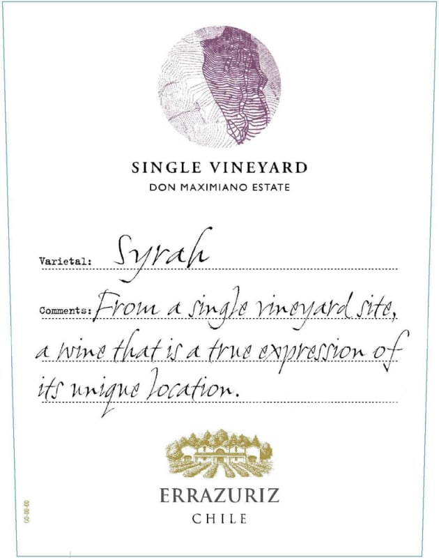 Errazuriz Single Vineyard Syrah 2008 Front Label