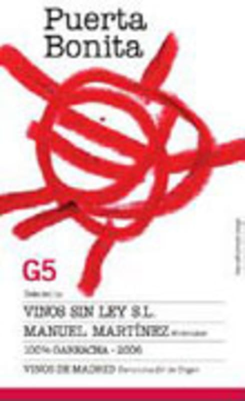 Vinos Sin-Ley G5 Garnacha Madrid 2009 Front Label