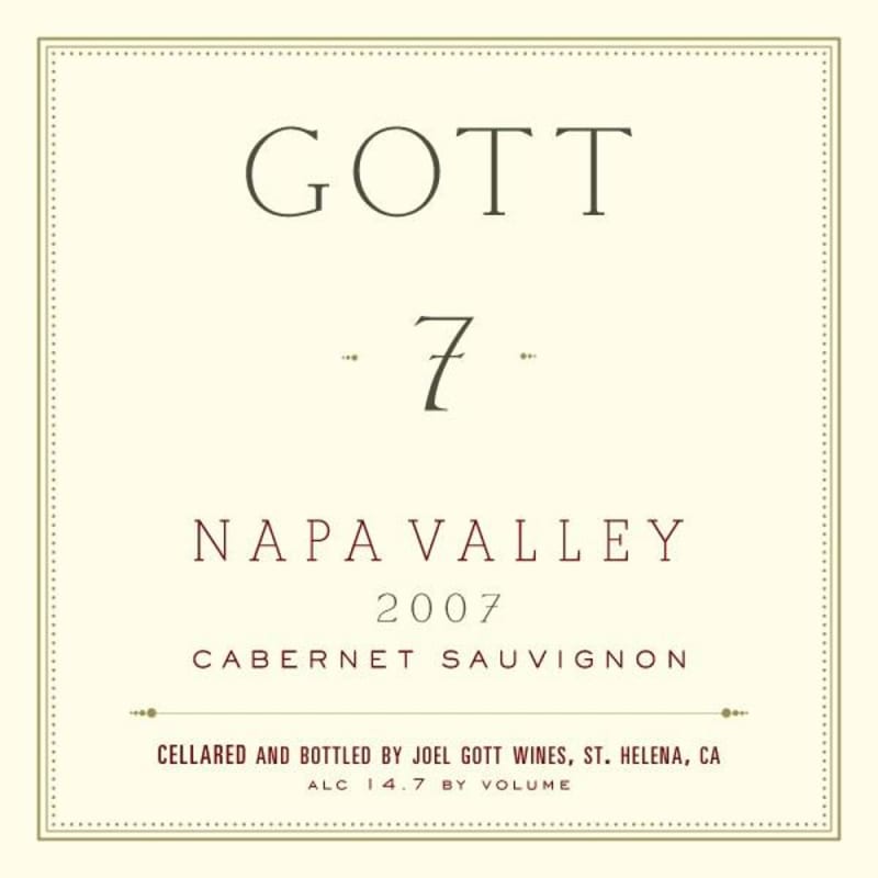Joel Gott 7 Cabernet Sauvignon 2007 Front Label