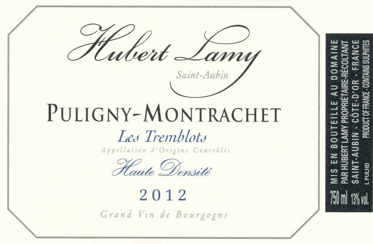 Hubert Lamy Puligny-Montrachet Les Tremblots Haute Densite 2012 Front Label
