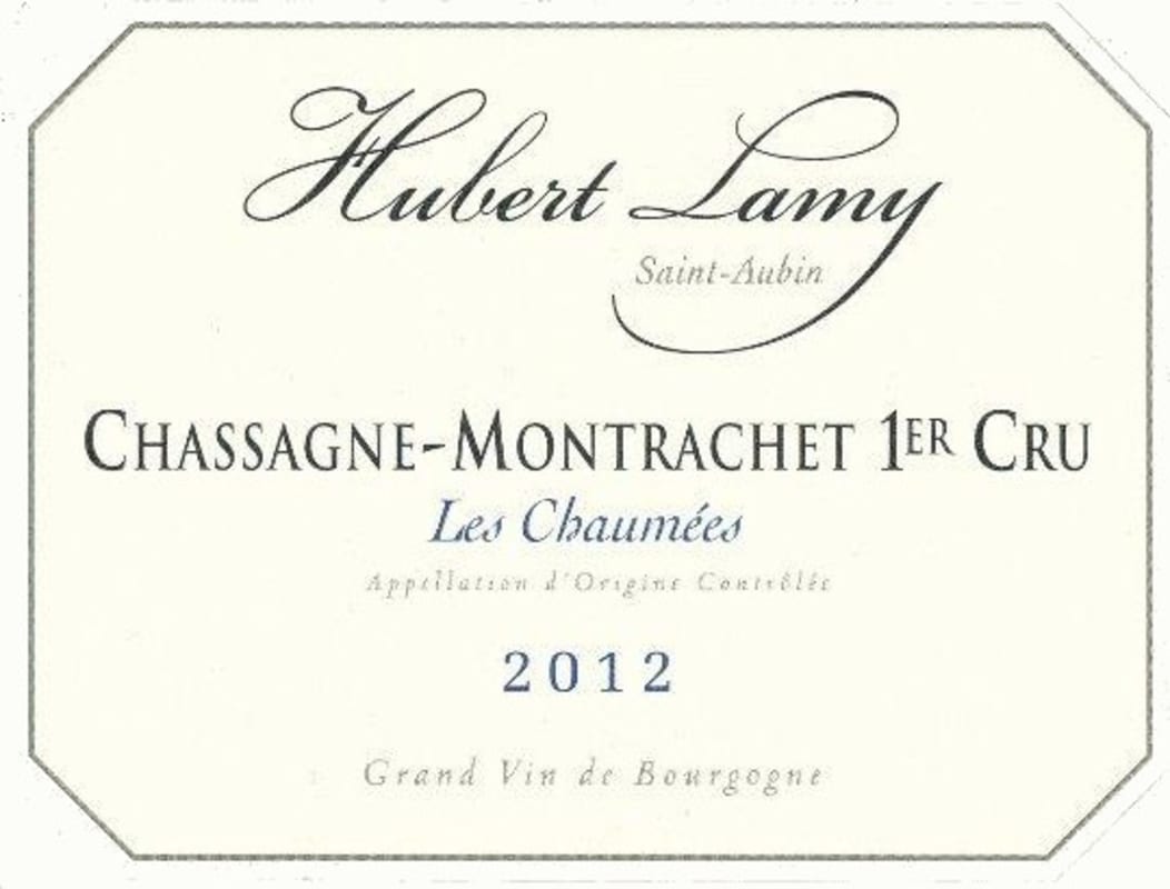 Hubert Lamy Chassagne-Montrachet Les Chaumees Premier Cru 2012 Front Label