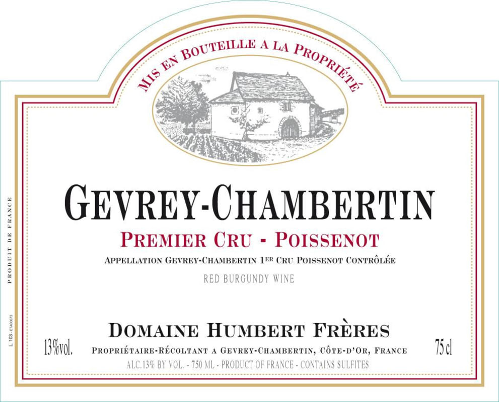 Domaine Humbert Freres Gevrey-Chambertin Poissenot Premier Cru 2013 Front Label