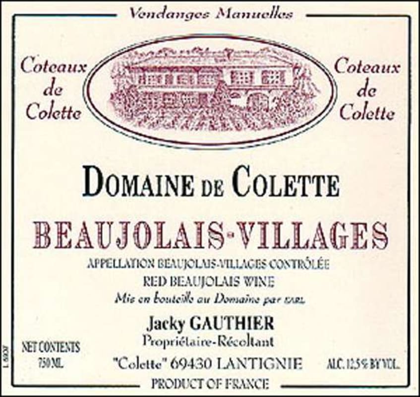 Domaine de Colette Beaujolais Villages 2009 Front Label