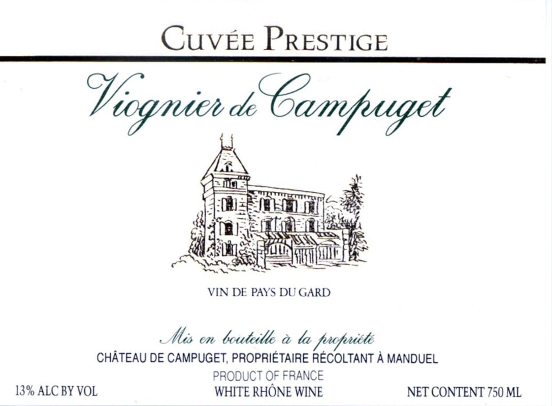 Chateau de Campuget Prestige Viognier 2010 Front Label