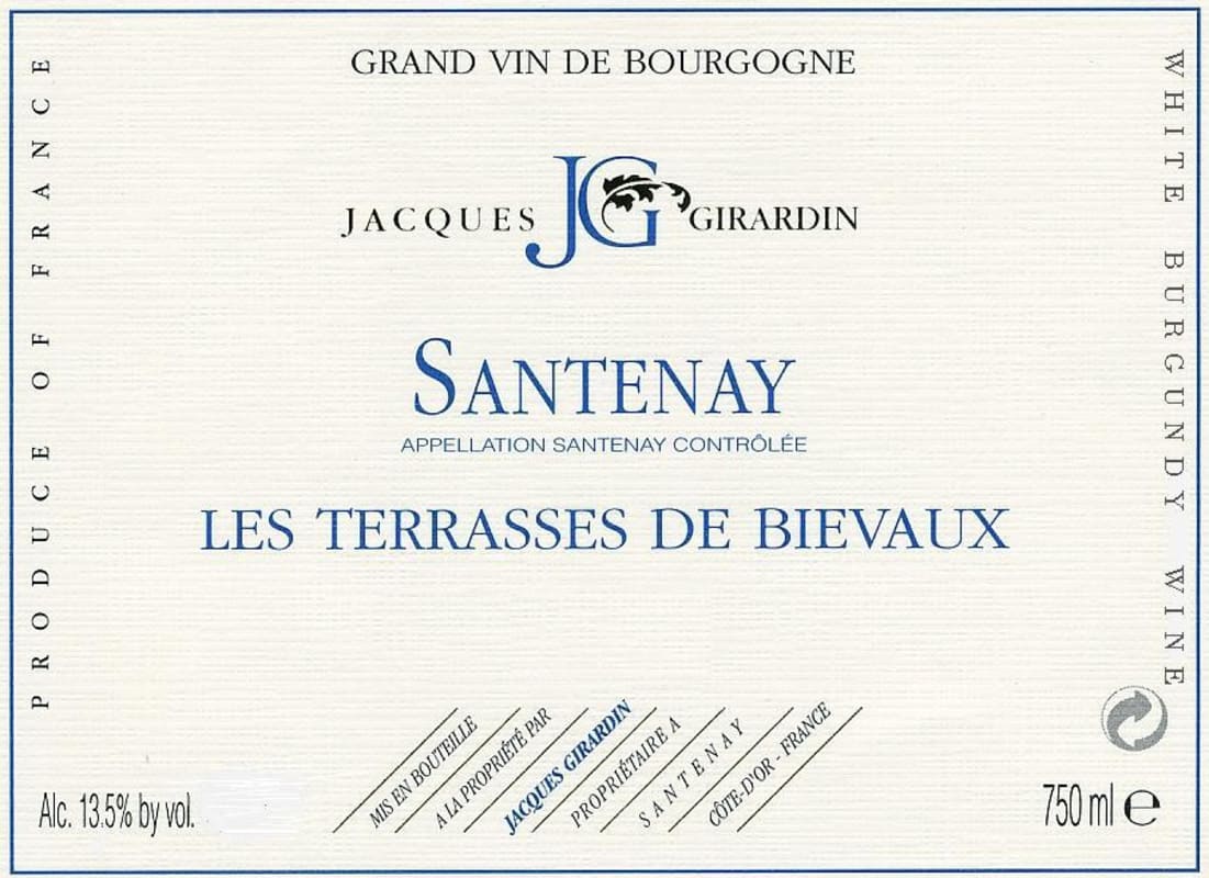 Domaine Jacques Girardin Santenay Les Terrasses de Bievaux 2013 Front Label
