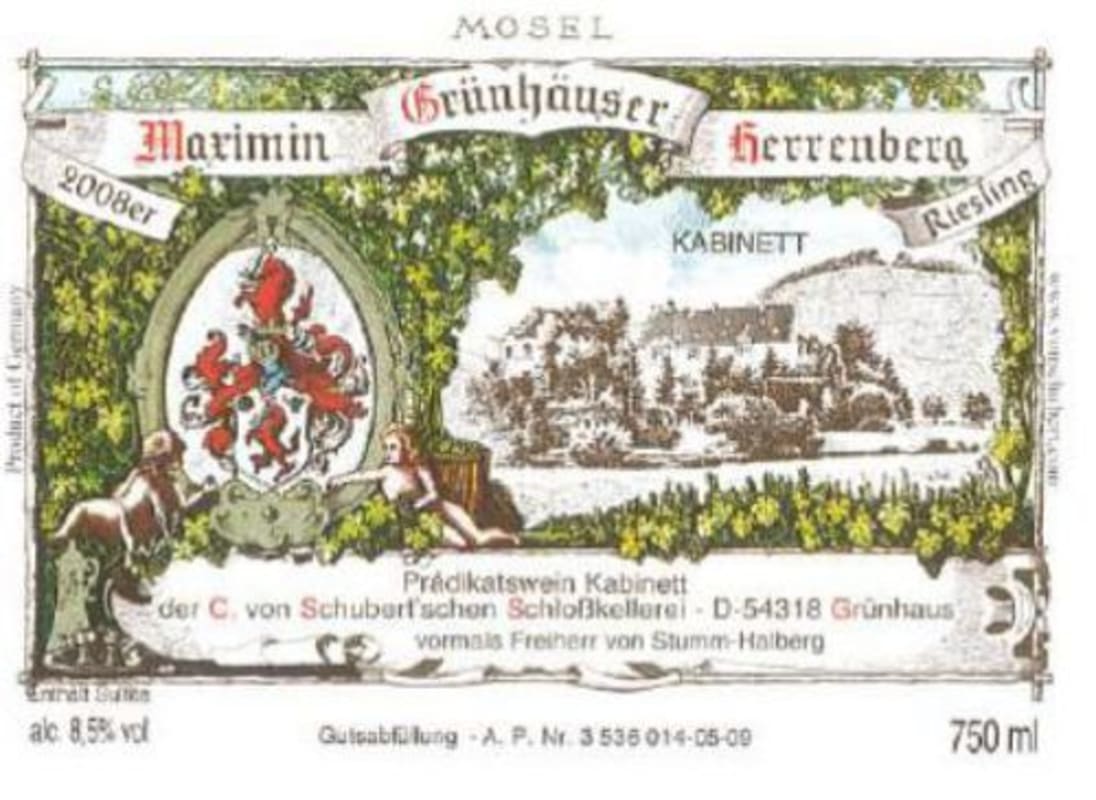 Maximin Grunhaus Herrenberg Riesling Kabinett 2008 Front Label