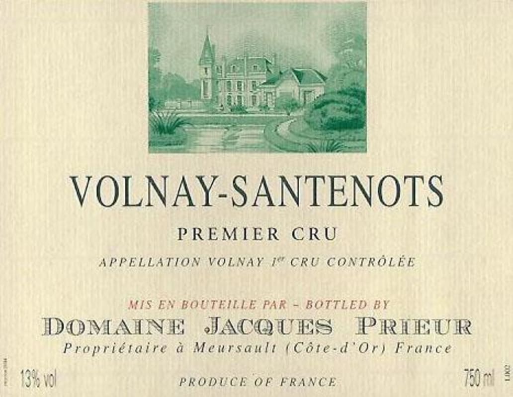 Jacques Prieur Volnay-Santenots Premier Cru 2012 Front Label