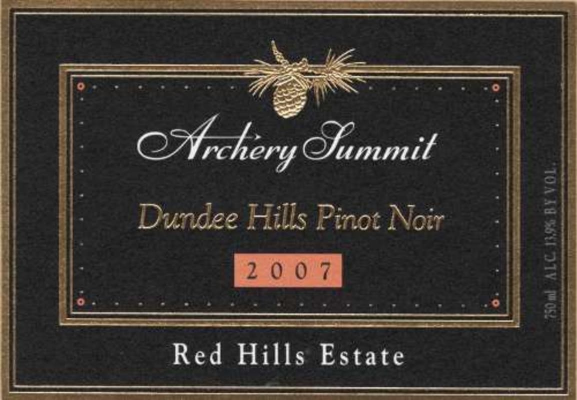 Archery Summit Red Hills Estate Pinot Noir 2007 Front Label