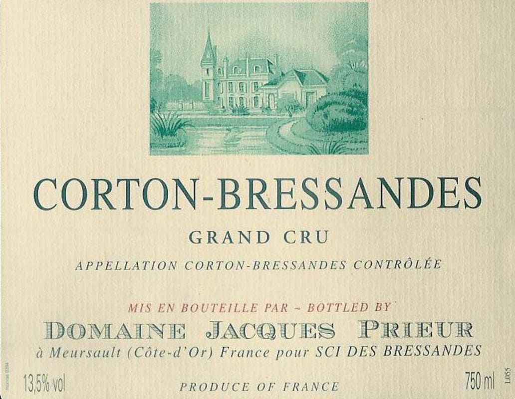 Jacques Prieur Corton Bressandes Grand Cru 2012 Front Label