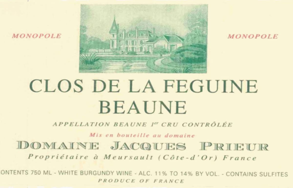 Jacques Prieur Clos de la Feguine Monopole Beaune Premier Cru 2012 Front Label