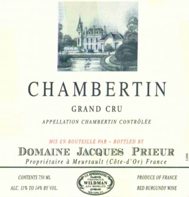 Jacques Prieur Chambertin Grand Cru 2008 Front Label