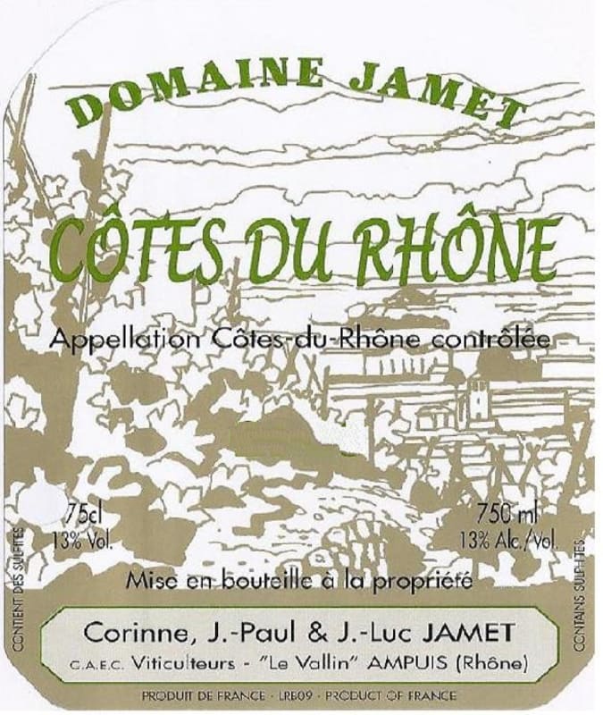 Domaine Jamet Cotes du Rhone Blanc 2013 Front Label