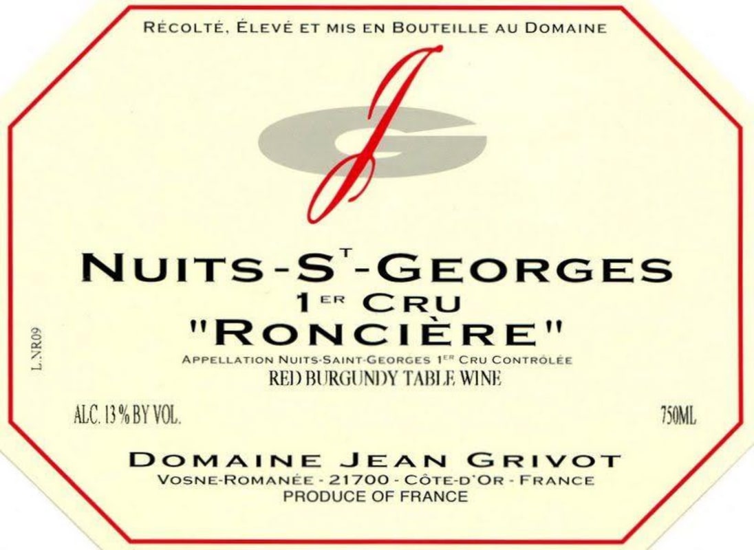 Domaine Jean Grivot Nuits-St-Georges Ronciere Premier Cru 2010 Front Label
