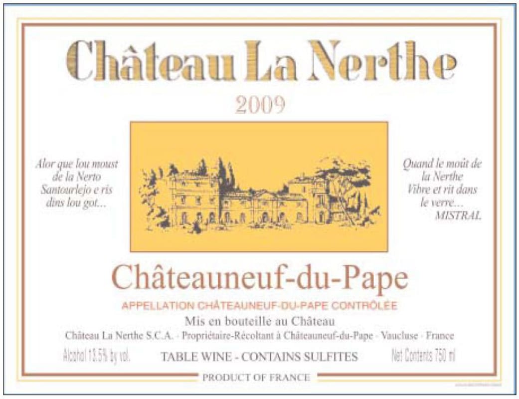 Chateau La Nerthe Chateauneuf-du-Pape Blanc 2009 Front Label