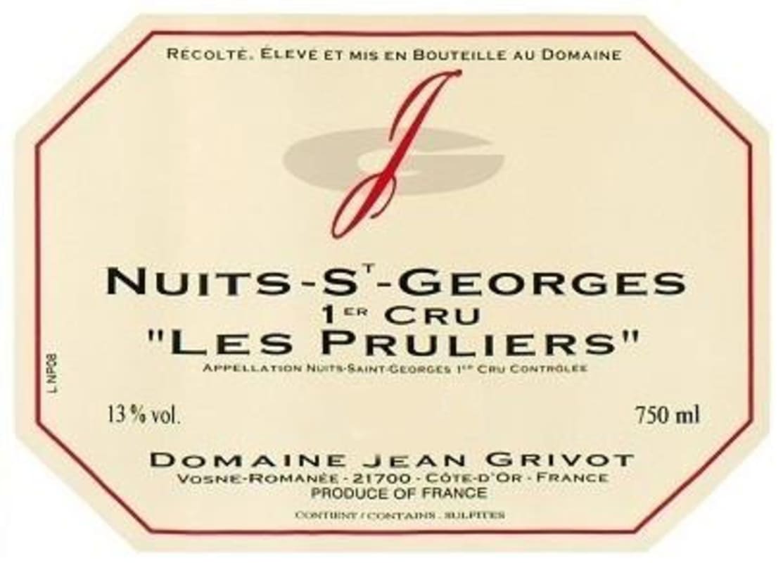 Domaine Jean Grivot Nuits-St-Georges Les Boudots Premier Cru 2010 Front Label
