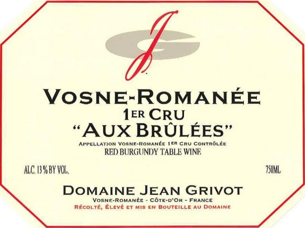 Domaine Jean Grivot Vosne Romanee Aux Brulees Premier Cru 2013 Front Label