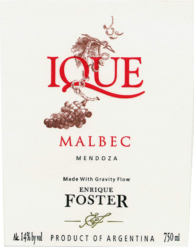 Enrique Foster Ique Malbec 2010 Front Label
