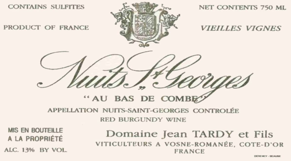 Jean Tardy Nuits-Saint-Georges Aux Bas de Combe Vieilles Vignes 2005 Front Label