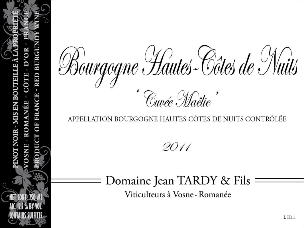 Jean Tardy Hautes-Cotes de Nuits Cuvee Maelie 2011 Front Label