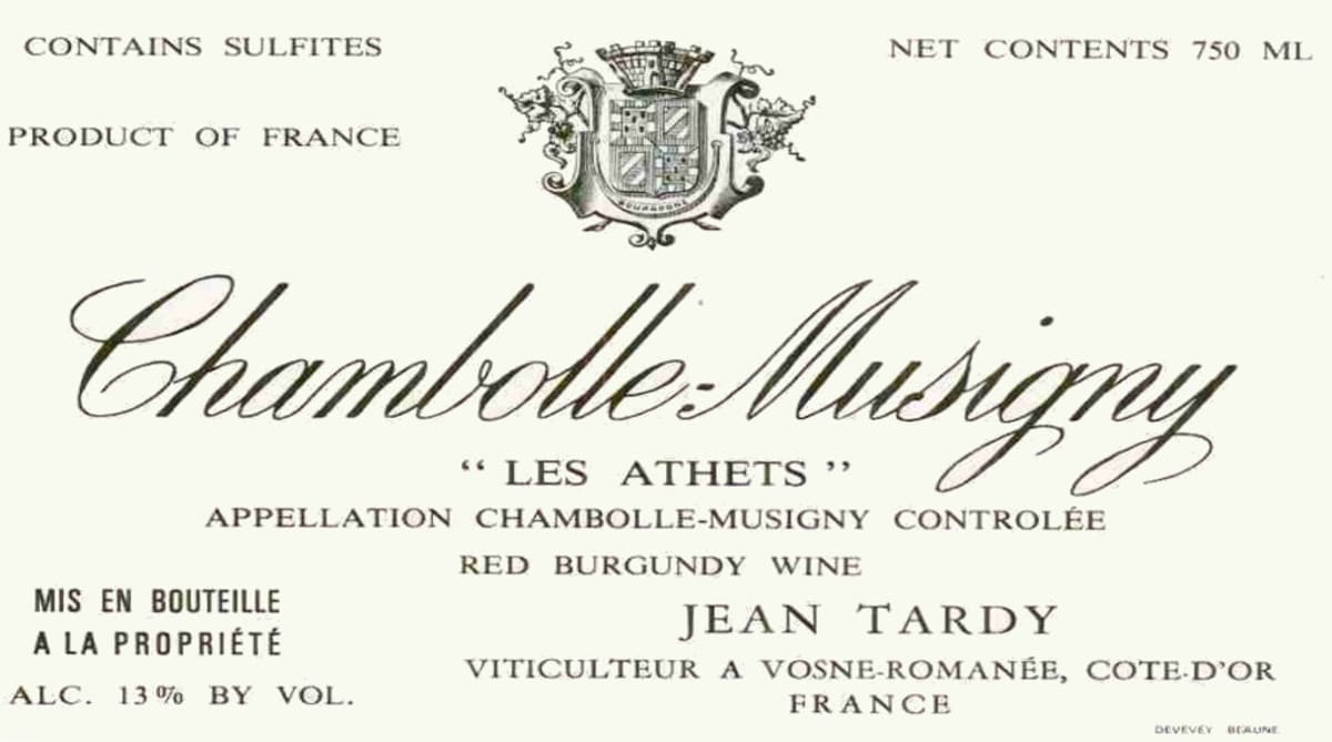 Jean Tardy Chambolle-Musigny Les Athets 2001 Front Label