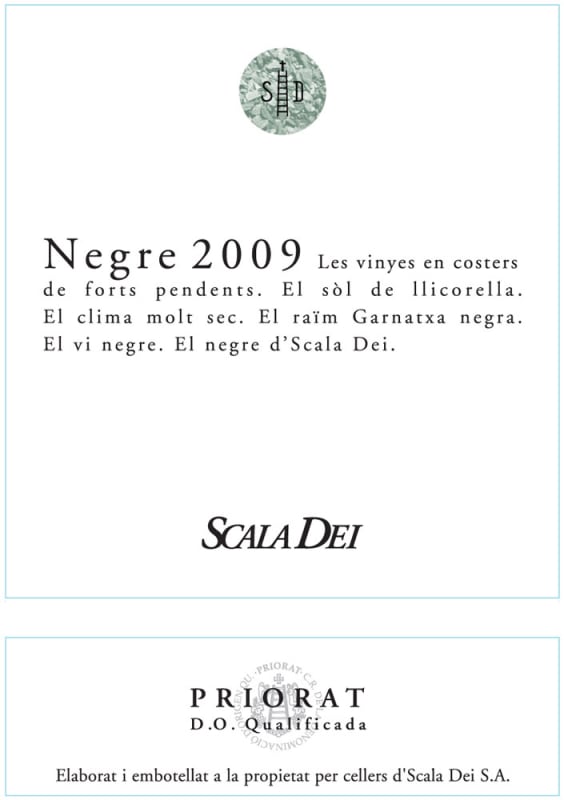 Scala Dei Negre 2009 Front Label