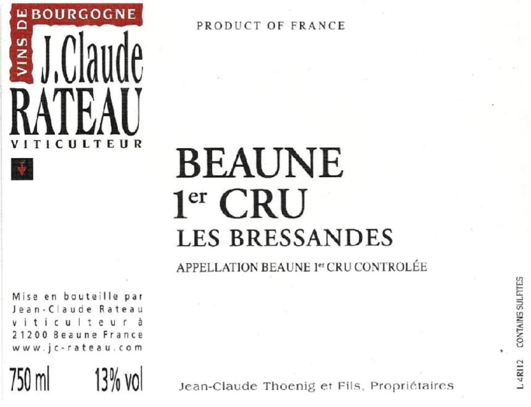 J.C. Rateau Beaune Les Bressandes Premier Cru 2014 Front Label