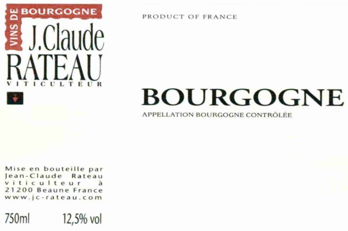 J.C. Rateau Bourgogne Pinot Noir 2008 Front Label